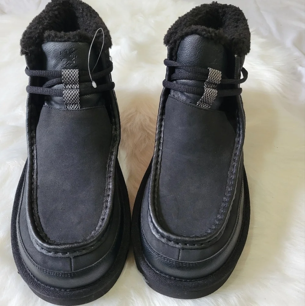 Stacy Adams Black Fur-Lined Boots